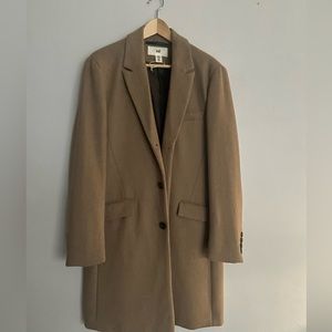 Mens H&M long length tan coat Party, Button, casual